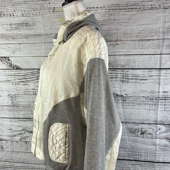East West Vintage Puffy Ski Jacket Windbreaker Coat w/ Hood sz Large Gray Beige - Picture 10 of 14